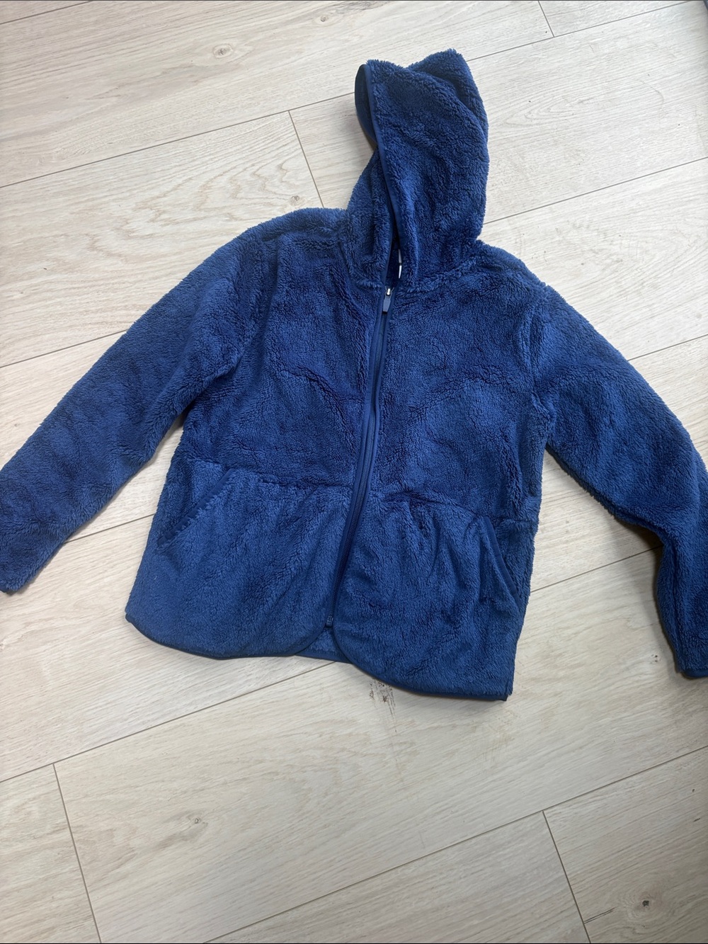 Hanna Andersson Plush Hooded Jacket - Navy - marshmallow